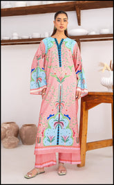 Soft Pink Printed Kurta Set โ Front View | Stenfia Cotton.