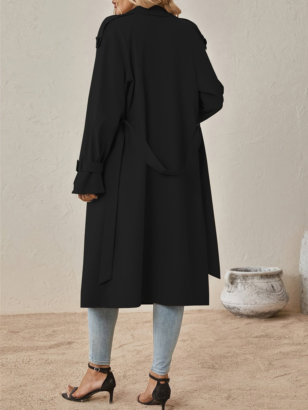 Eshita Trench pour femme – Manteau long élégant en mélange de coton avec coupe structurée & fermeture à boutons