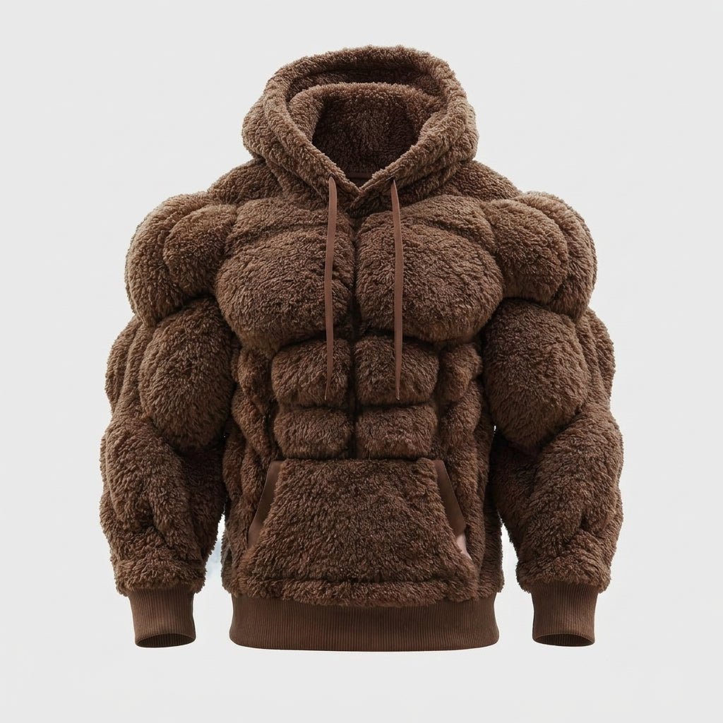 Felpa Titan Sherpa Muscle con cappuccio da uomo | Pullover imbottito in pile effetto six-pack