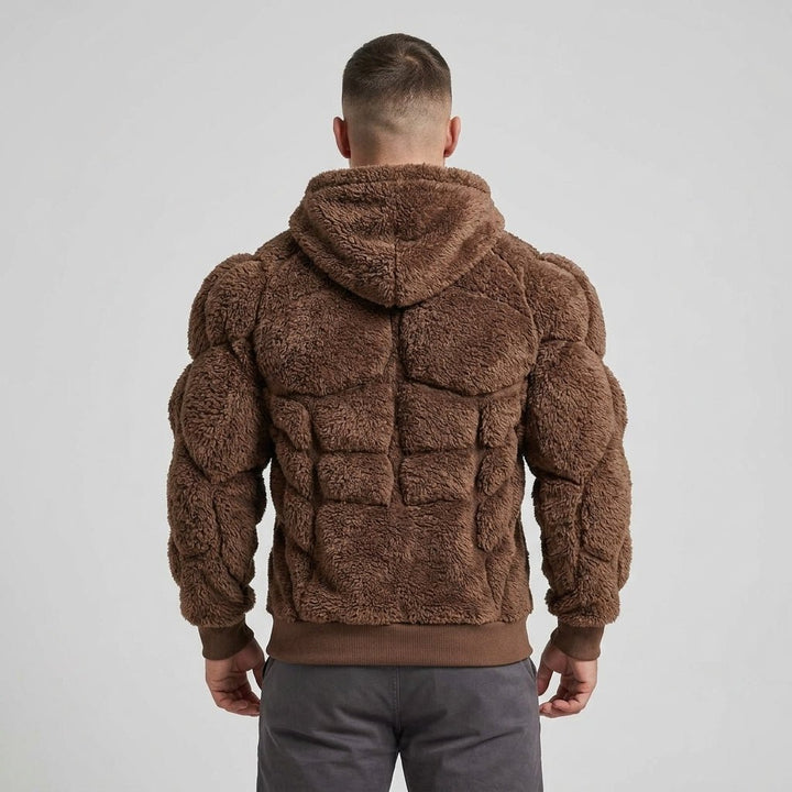 Felpa Titan Sherpa Muscle con cappuccio da uomo | Pullover imbottito in pile effetto six-pack