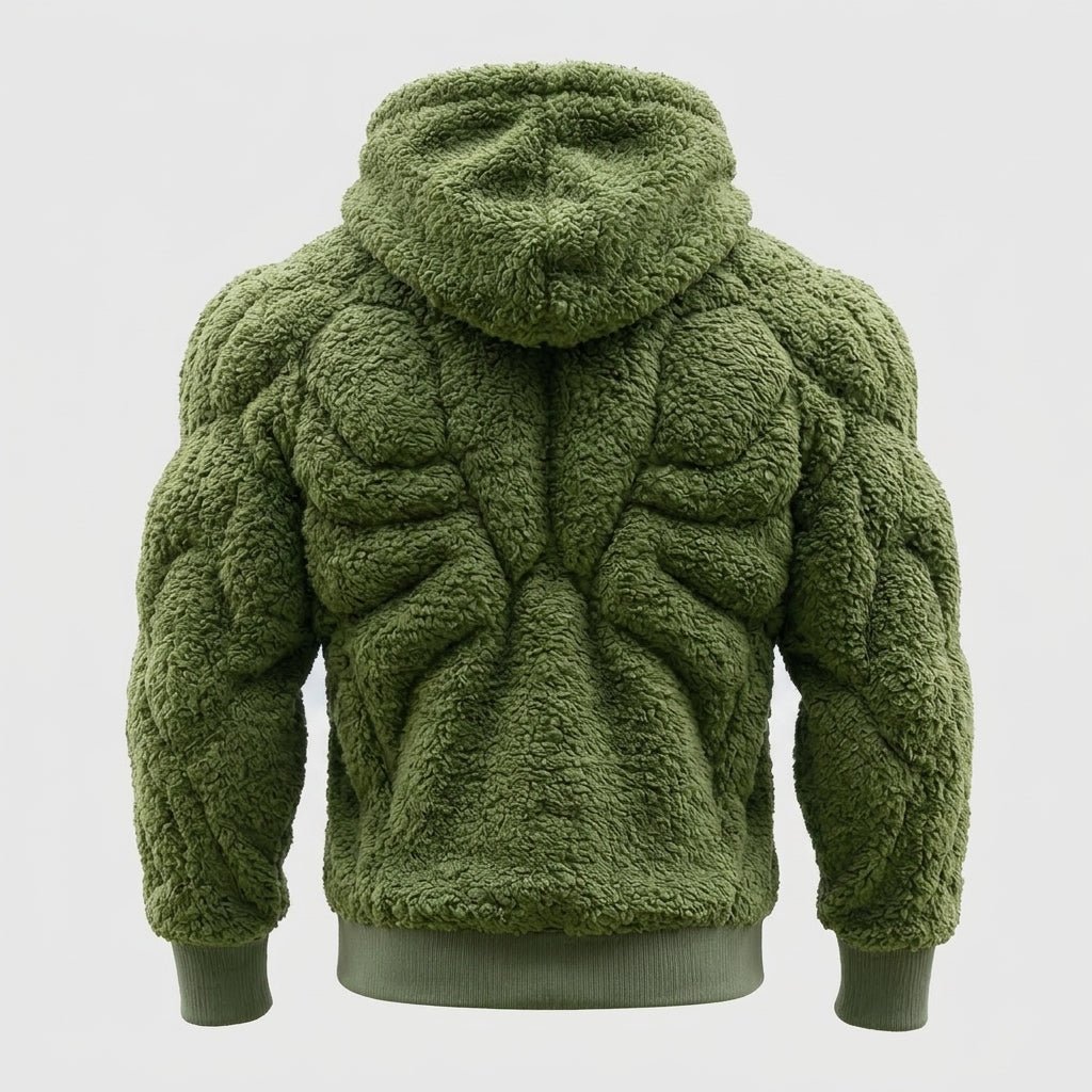 Felpa Titan Sherpa Muscle con cappuccio da uomo | Pullover imbottito in pile effetto six-pack