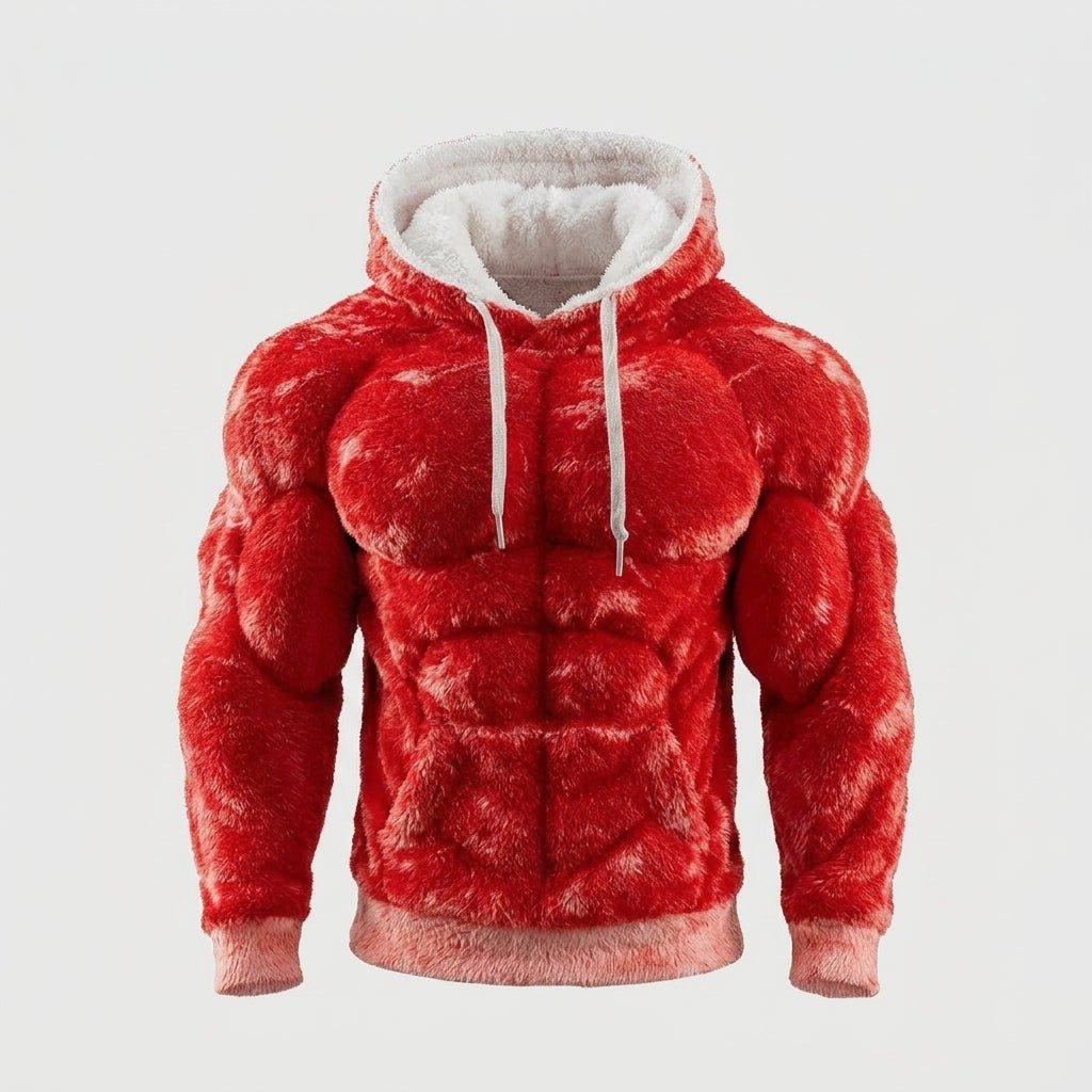 Felpa Titan Sherpa Muscle con cappuccio da uomo | Pullover imbottito in pile effetto six-pack