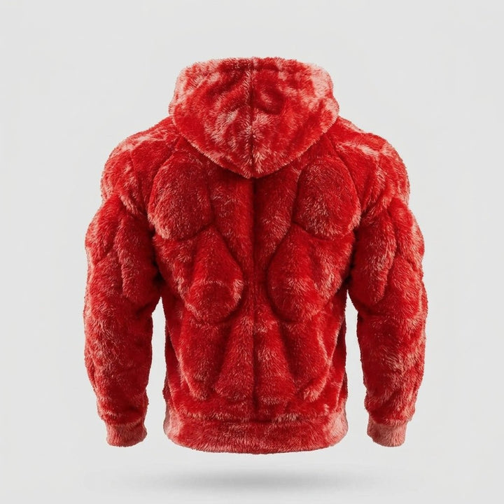 Felpa Titan Sherpa Muscle con cappuccio da uomo | Pullover imbottito in pile effetto six-pack