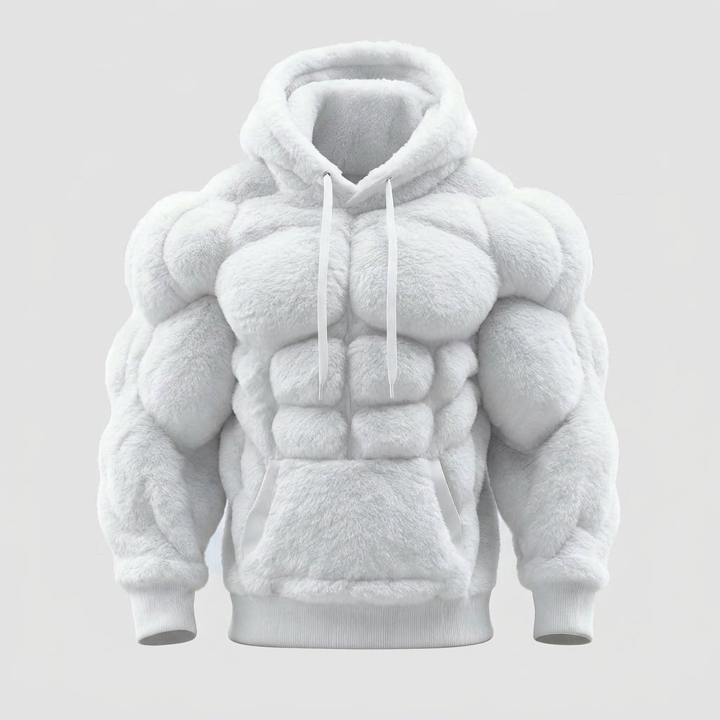 Felpa Titan Sherpa Muscle con cappuccio da uomo | Pullover imbottito in pile effetto six-pack