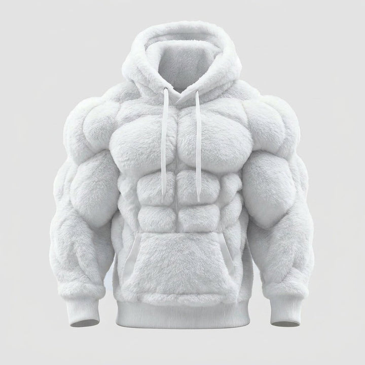 Felpa Titan Sherpa Muscle con cappuccio da uomo | Pullover imbottito in pile effetto six-pack