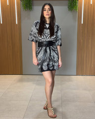 Black and White Printed Dress - STENFIA