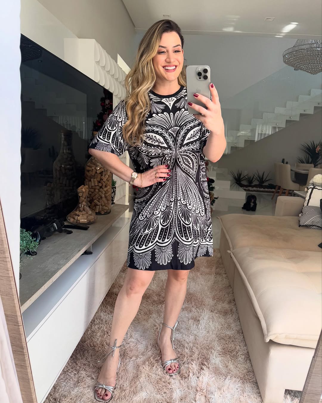 Black and White Printed Dress - STENFIA