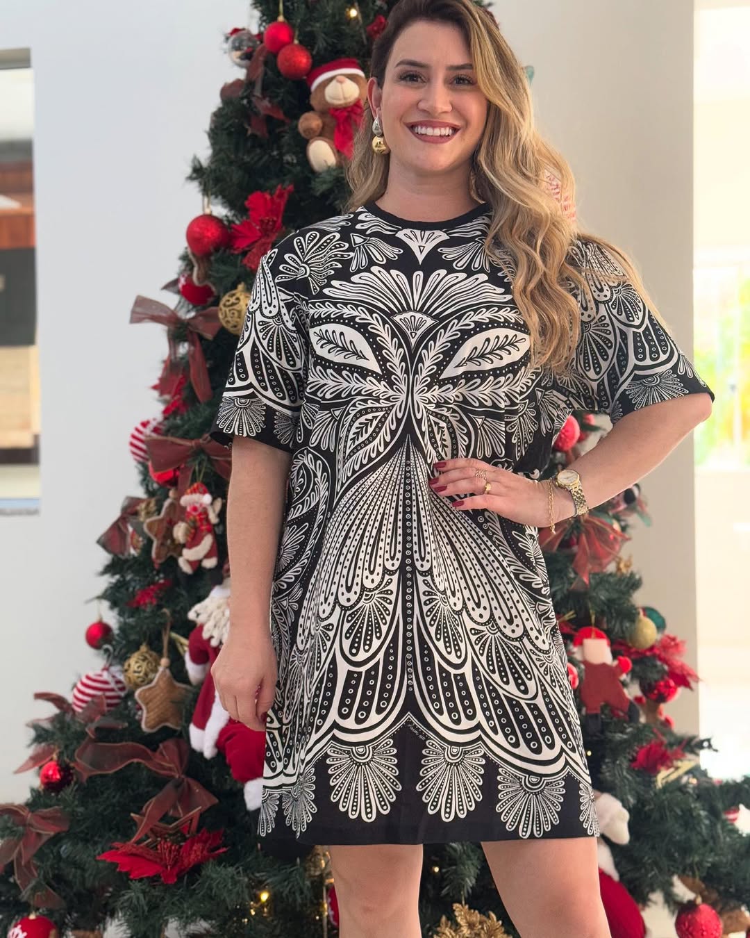 Black and White Printed Dress - STENFIA