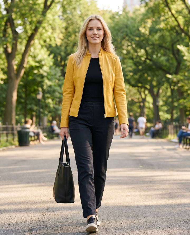 Penelope - Chaqueta de cuero entallada