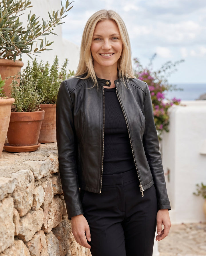 Penelope - Chaqueta de cuero entallada