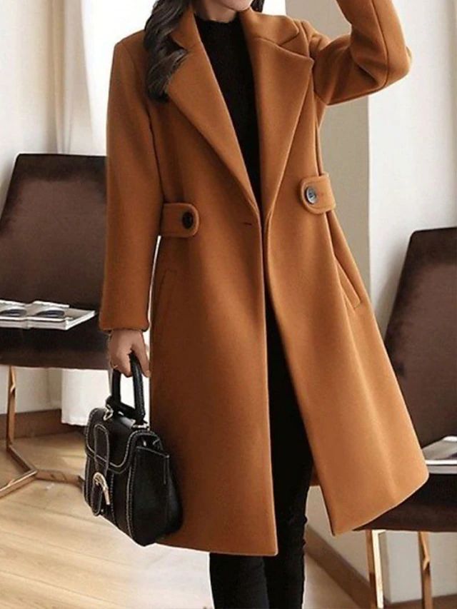 Women’s Formal Long Sleeve Belted Winter Coat