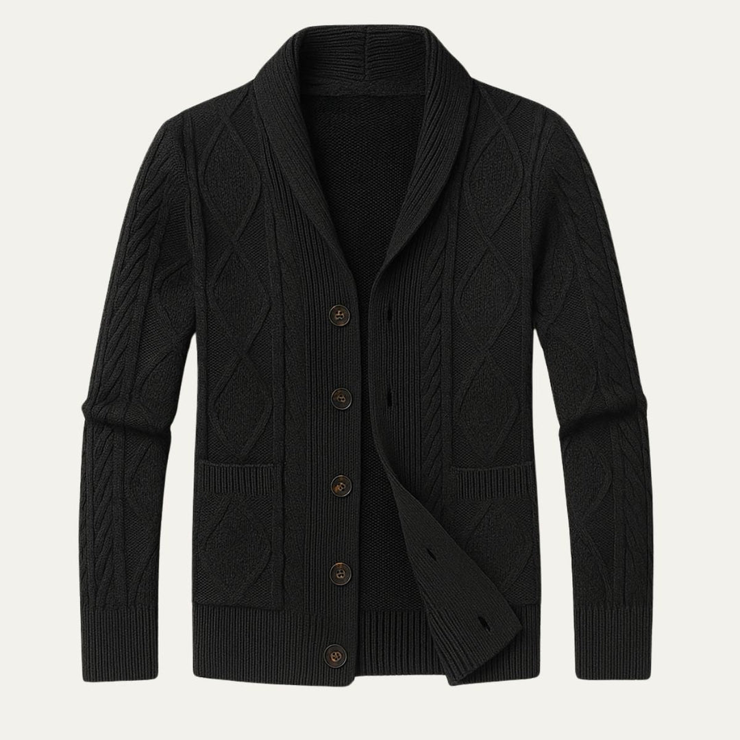 Men's Cashmere Cardigan with Button Front and Side Pockets