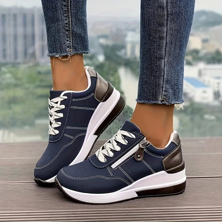Women’s Cushioned Walking Sneakers with Side Zipper