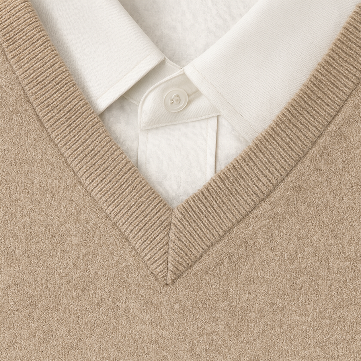 Men's Beige Cashmere Jumper with Relaxed Fit