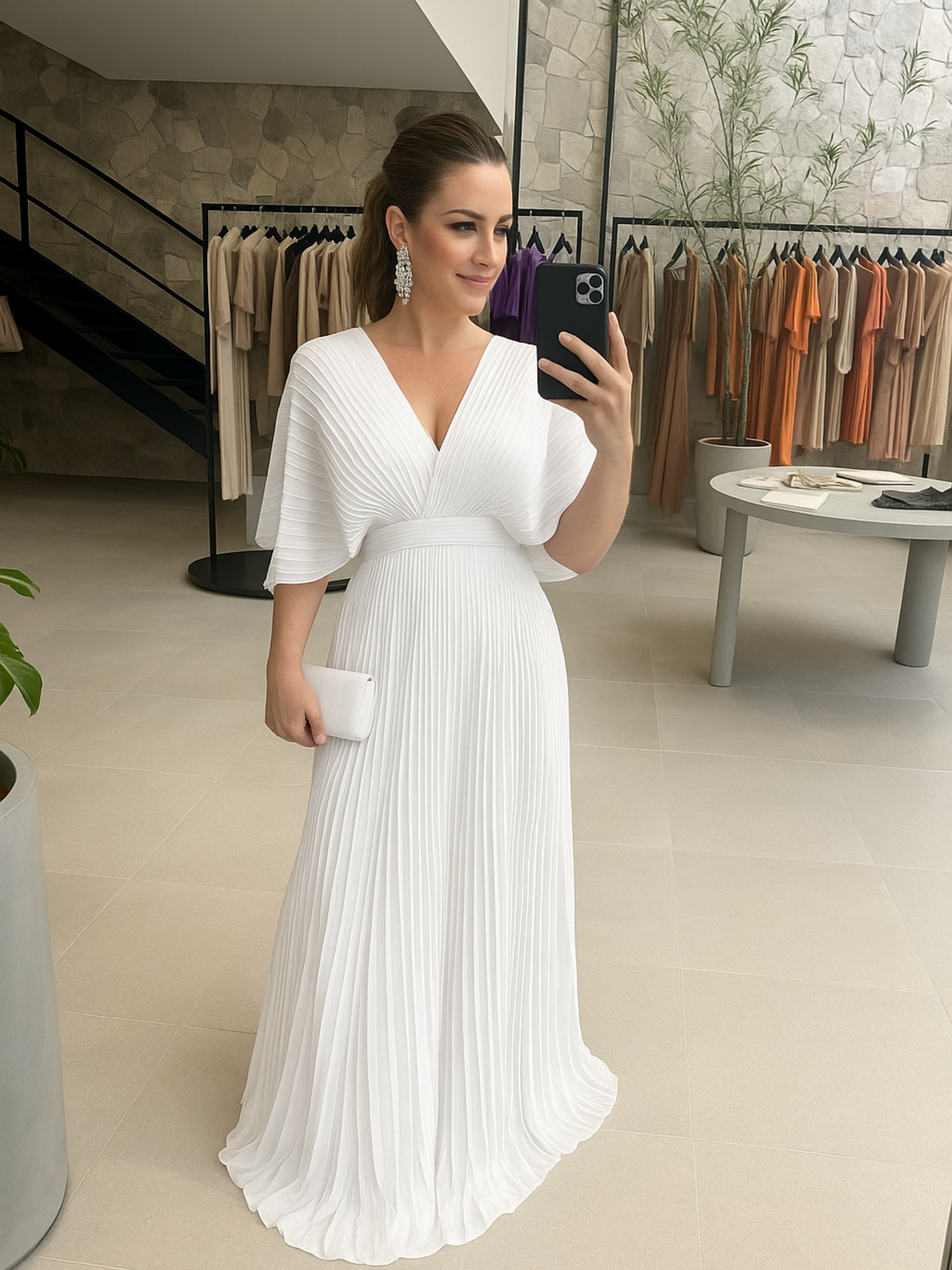 Women's Colorful Pleated Maxi Dress with Elegant Flow