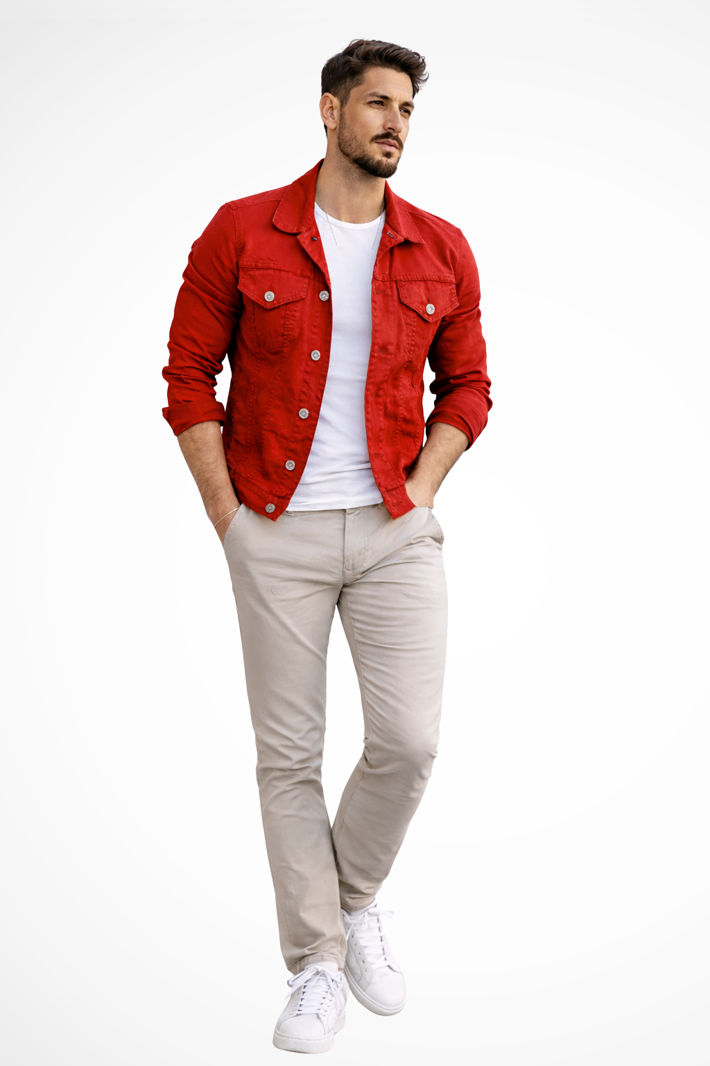 Reece | Veste en jean pour homme à boutons et coupe ajustée