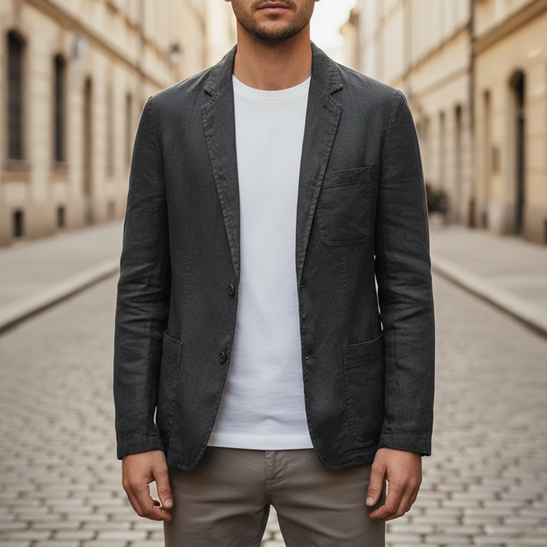 Linen Blazer Lightweight Single Breasted Men