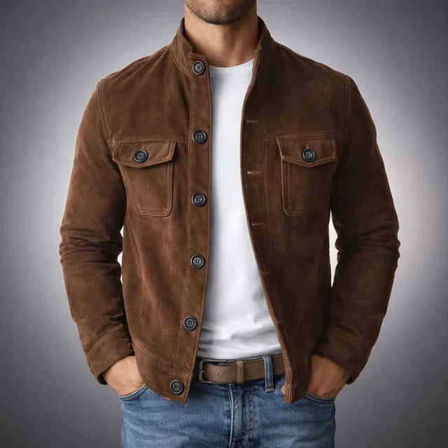Jacob | Giacca classica in pelle scamosciata con tasche