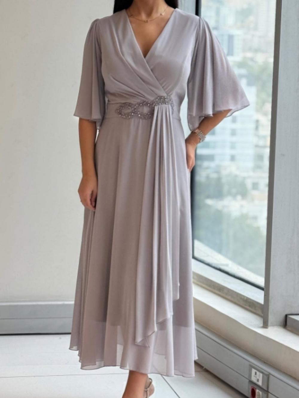 Women’s Dress | Soft Flowy Maxi V-Neckline