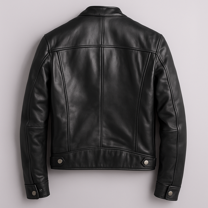 Veste classique pour homme en similicuir, fermeture zippée