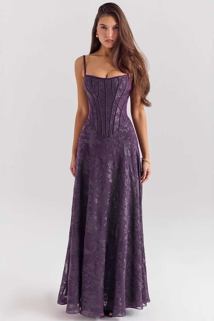 Women's Spaghetti Strap Chiffon Floral Formal Dress