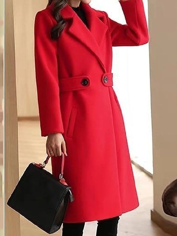 Women’s Formal Long Sleeve Belted Winter Coat