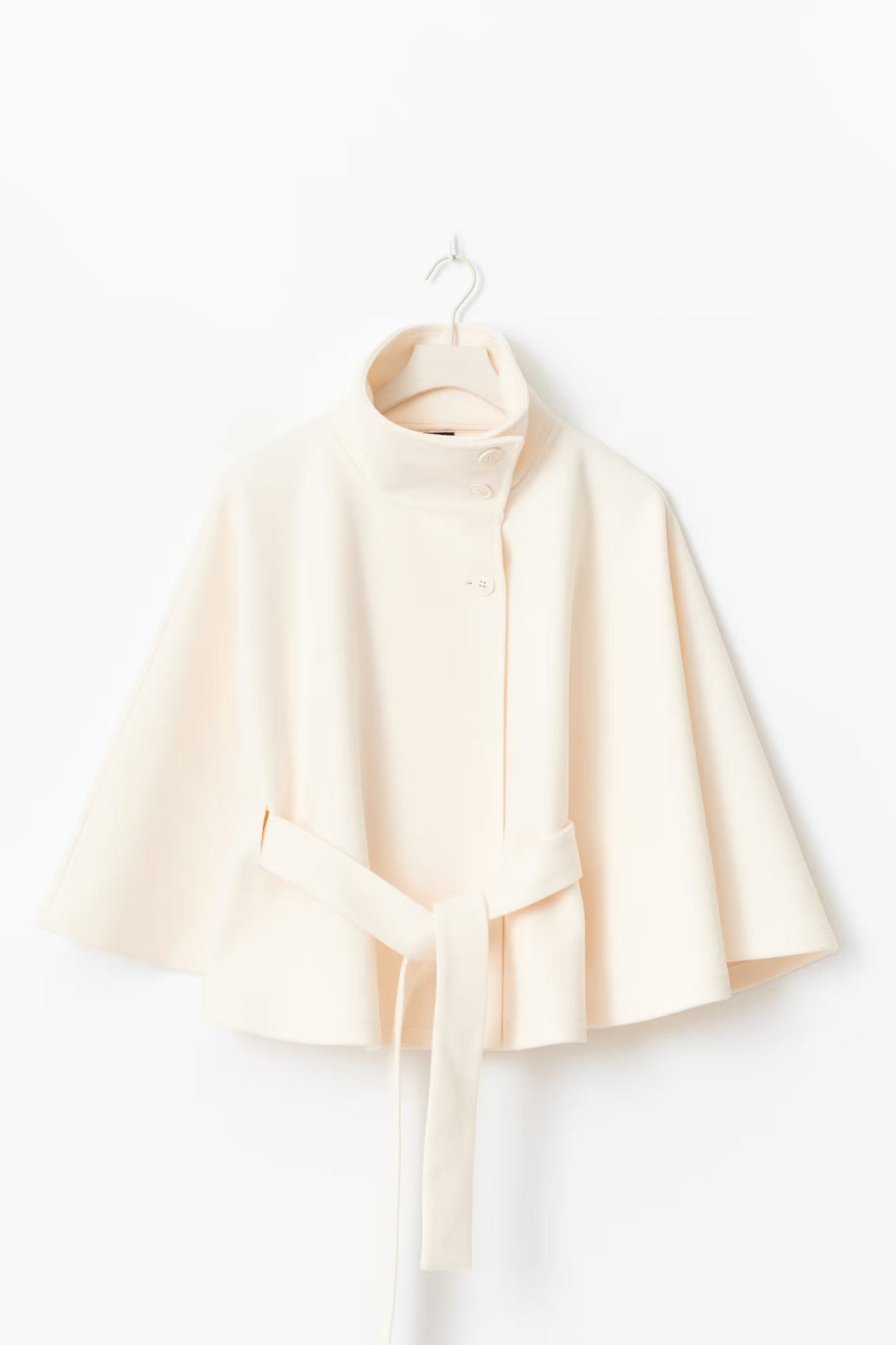 Women's Wool Coat with a High Neck and a Button Front