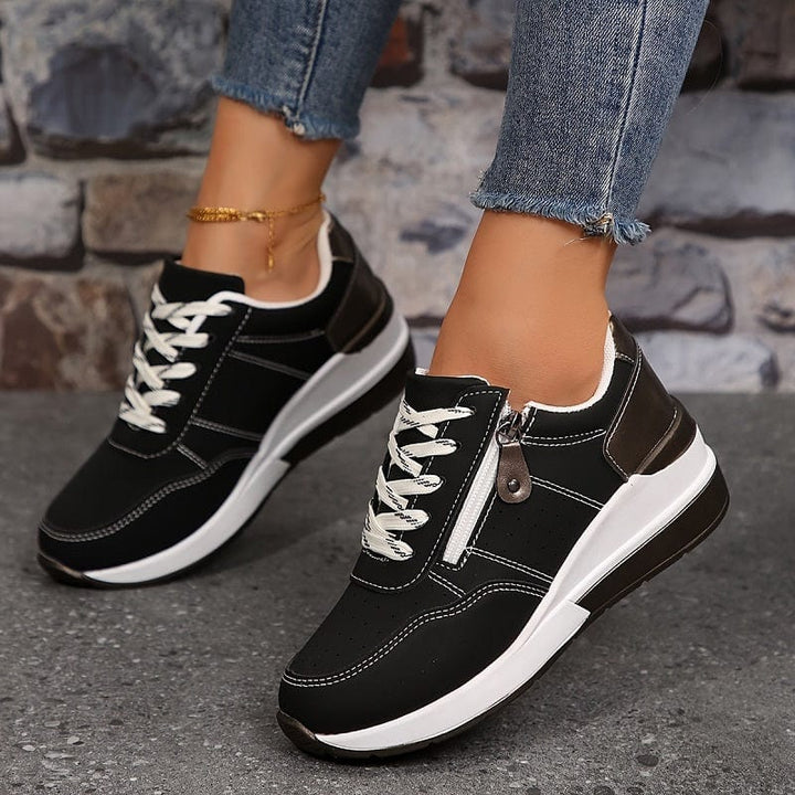 Women’s Cushioned Walking Sneakers with Side Zipper