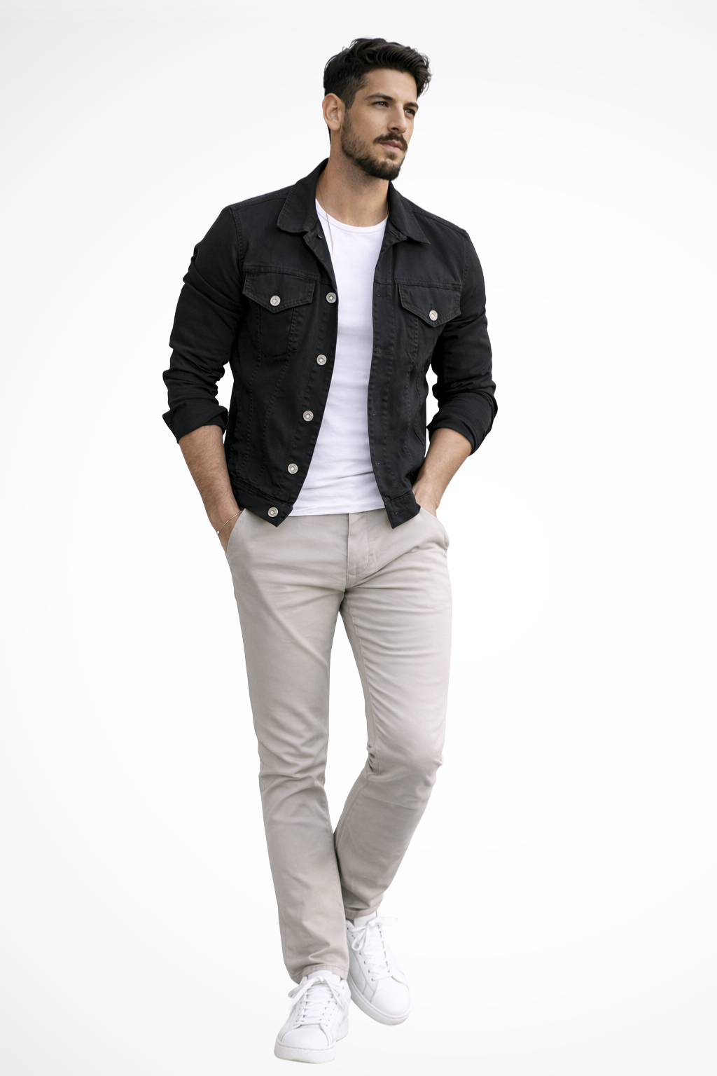 Reece | Veste en jean pour homme à boutons et coupe ajustée