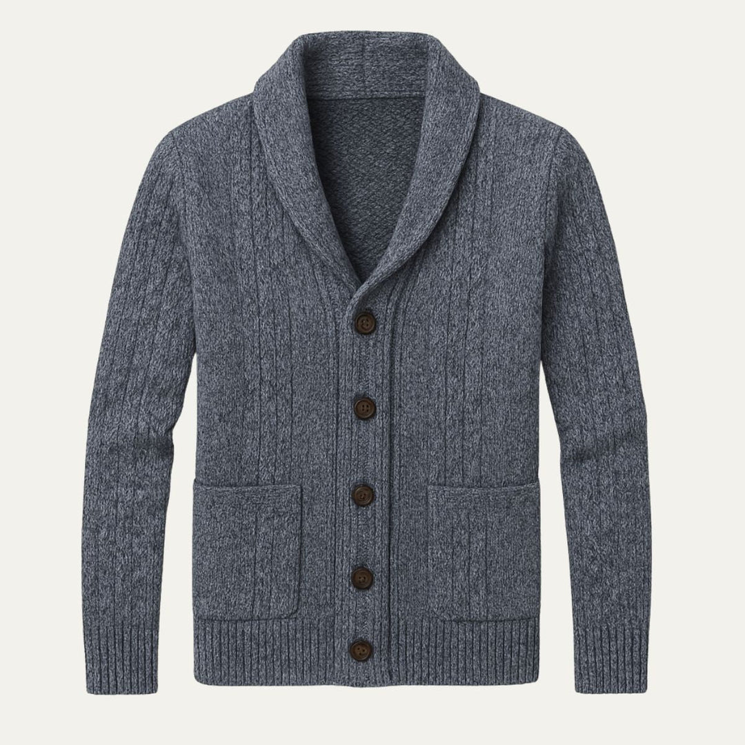 Men's Cashmere Cardigan with Button Front and Side Pockets