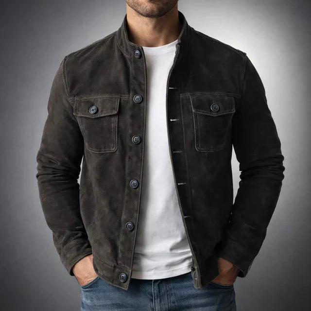 Jacob | Giacca classica in pelle scamosciata con tasche