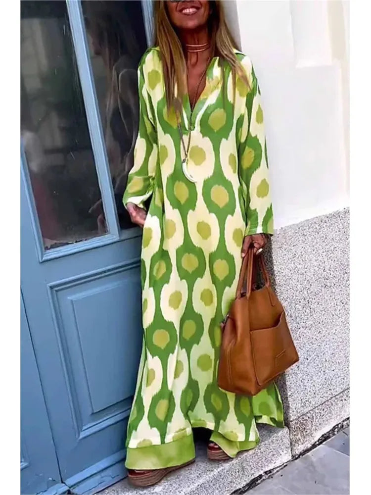 Eleanor - Casual Long Sleeve Maxi Boho Dress