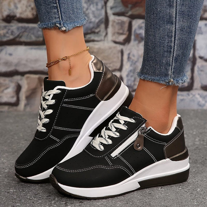 Women’s Cushioned Walking Sneakers with Side Zipper
