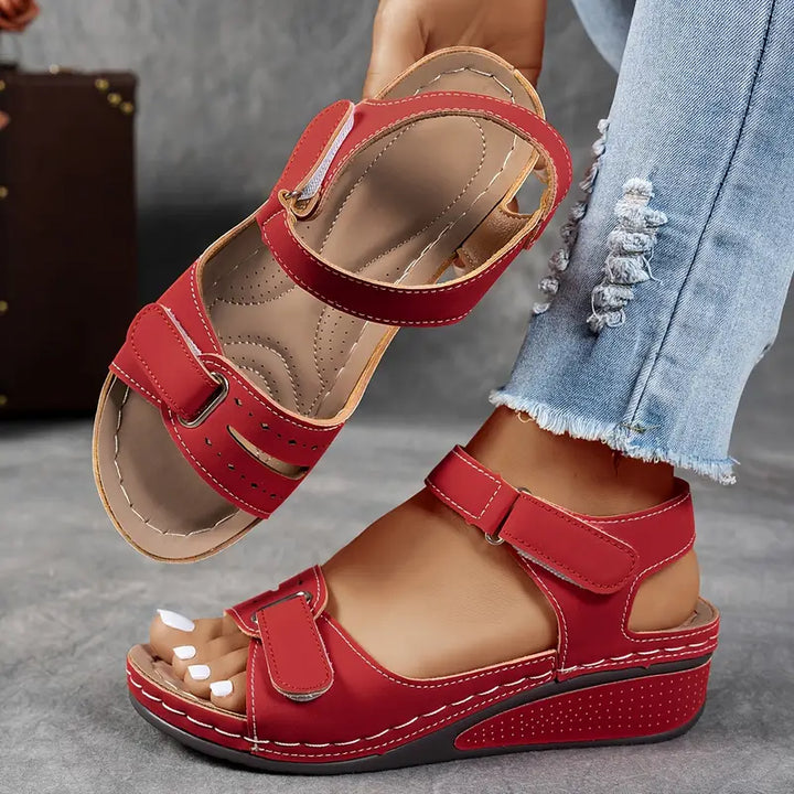 Petra - Women's Cushioned Double Velcro Strap Wedge Sandals