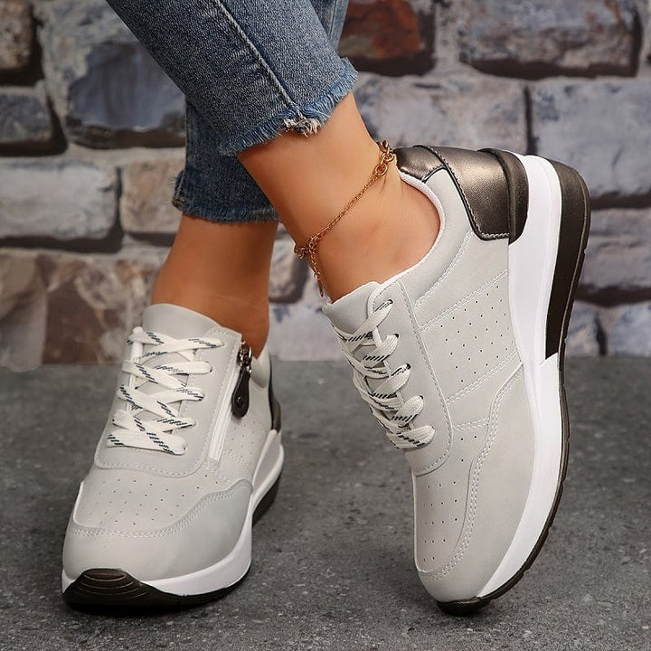 Women’s Cushioned Walking Sneakers with Side Zipper