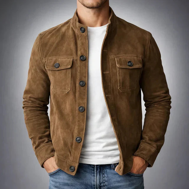 Jacob | Giacca classica in pelle scamosciata con tasche