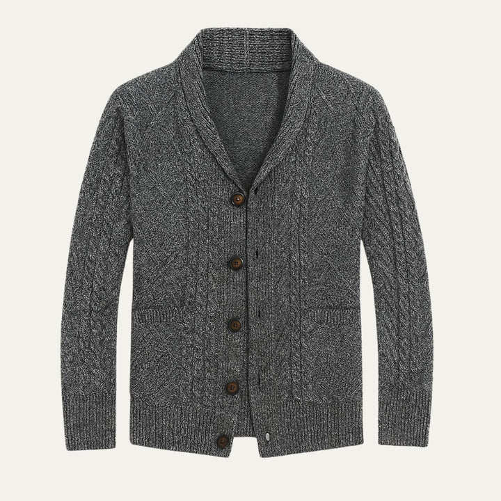 Men's Cashmere Cardigan with Button Front and Side Pockets