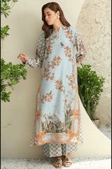 Woman wearing a floral dress with a light background