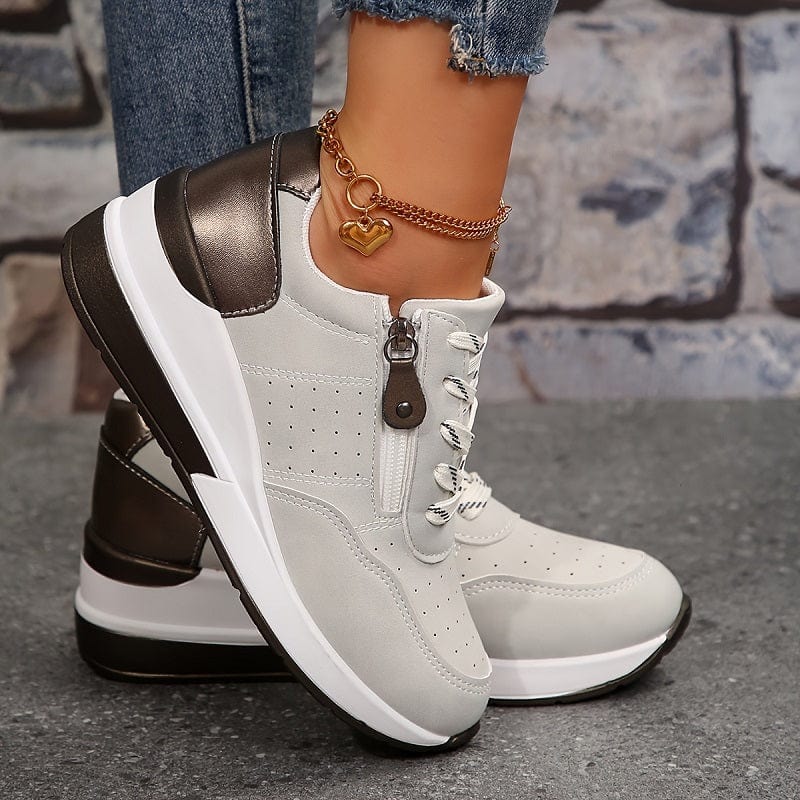 Women’s Cushioned Walking Sneakers with Side Zipper