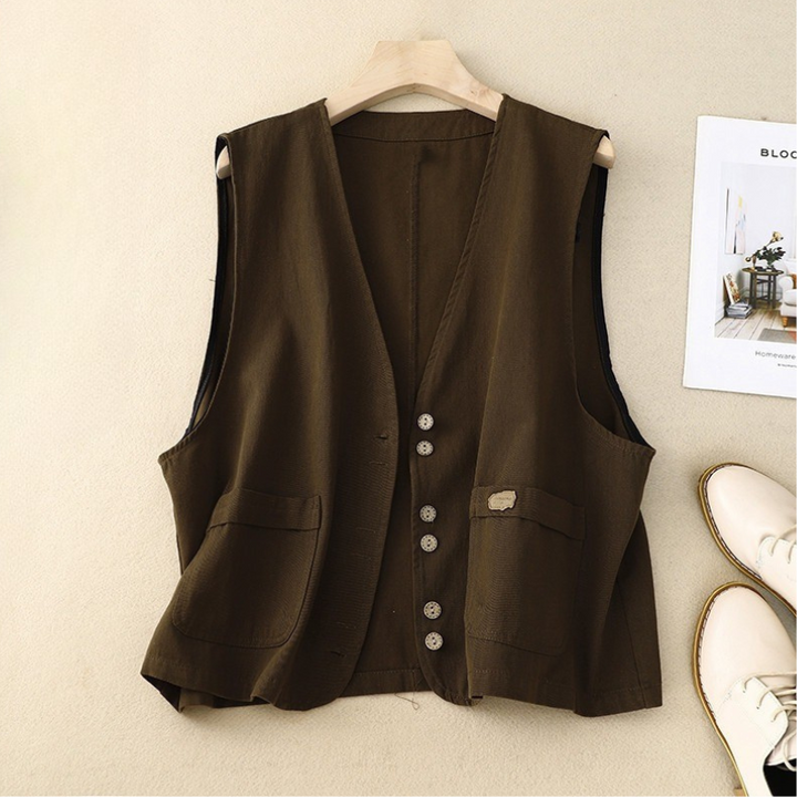 Clara - Women's Button Vest with Relaxed Fit