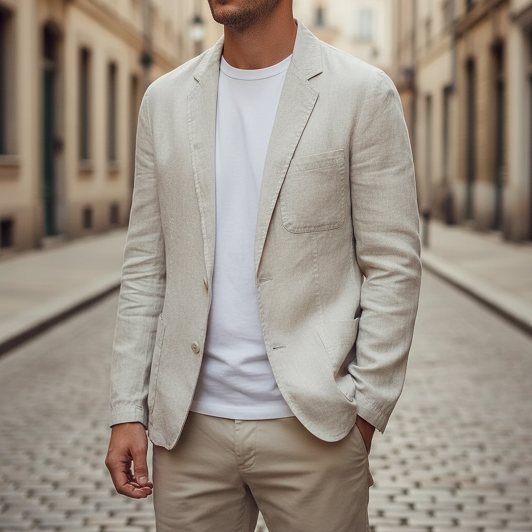 Linen Blazer Lightweight Single Breasted Men