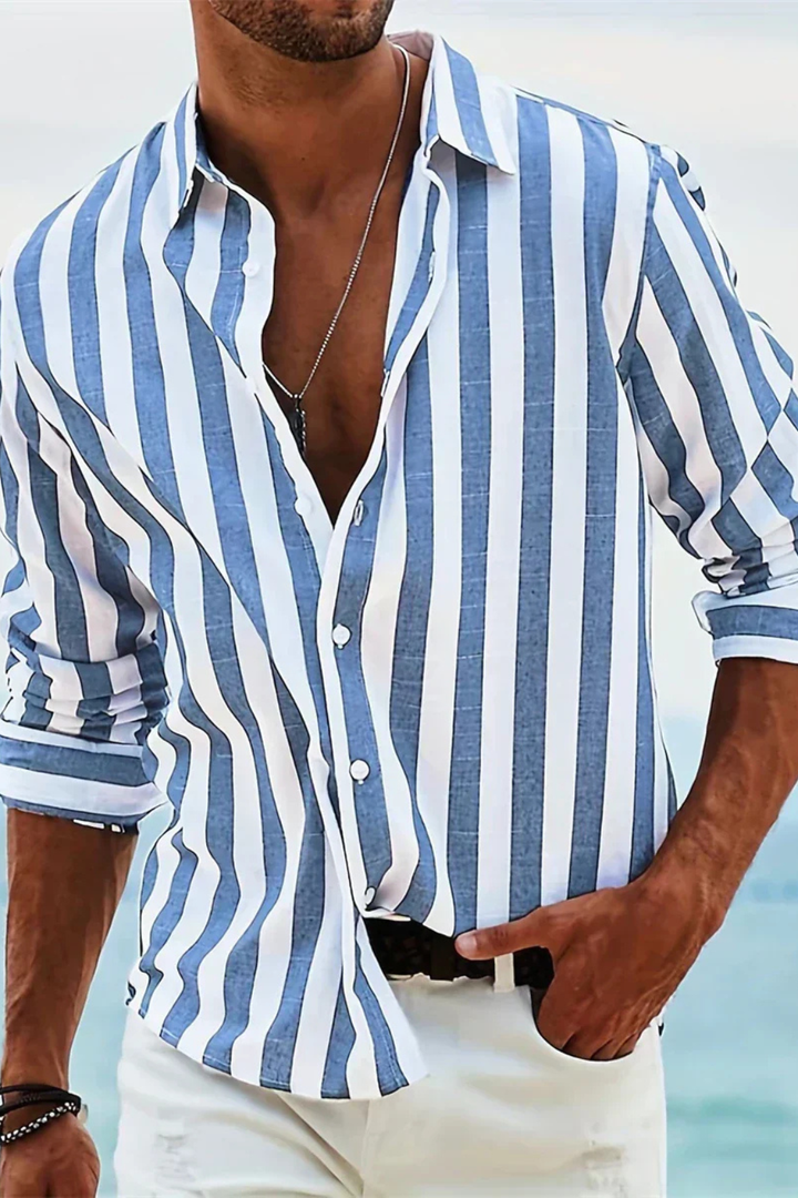 Leo | Men Summer Striped Casual Linen Shirt