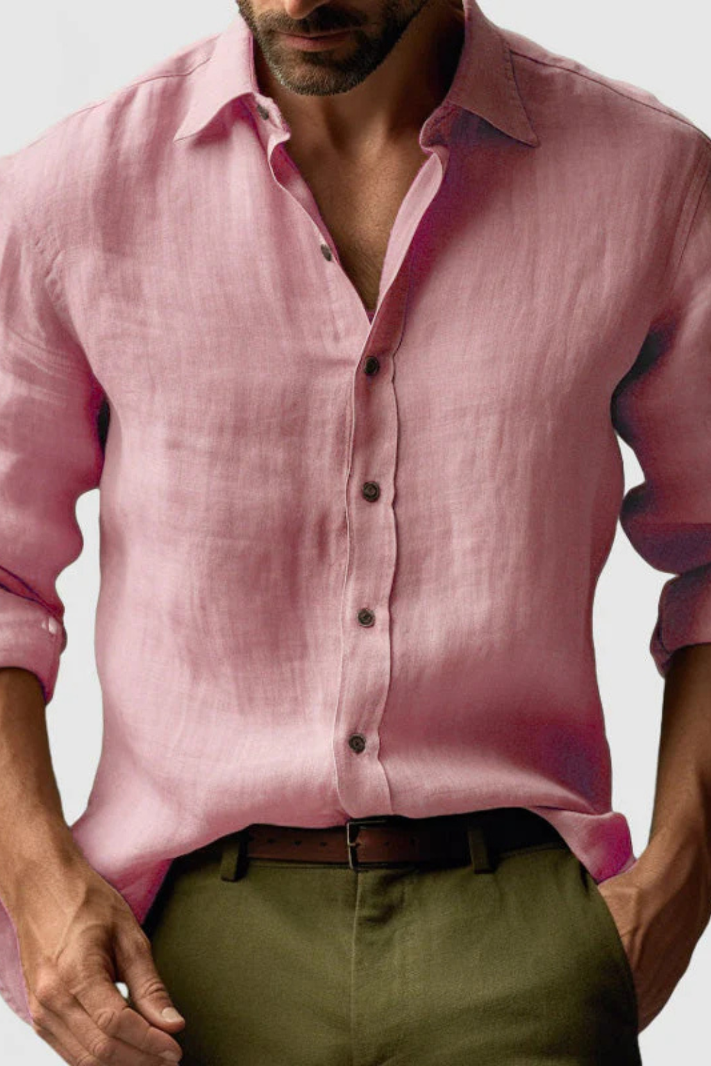 Jake - Men Linen Button Up Smart Casual Shirt