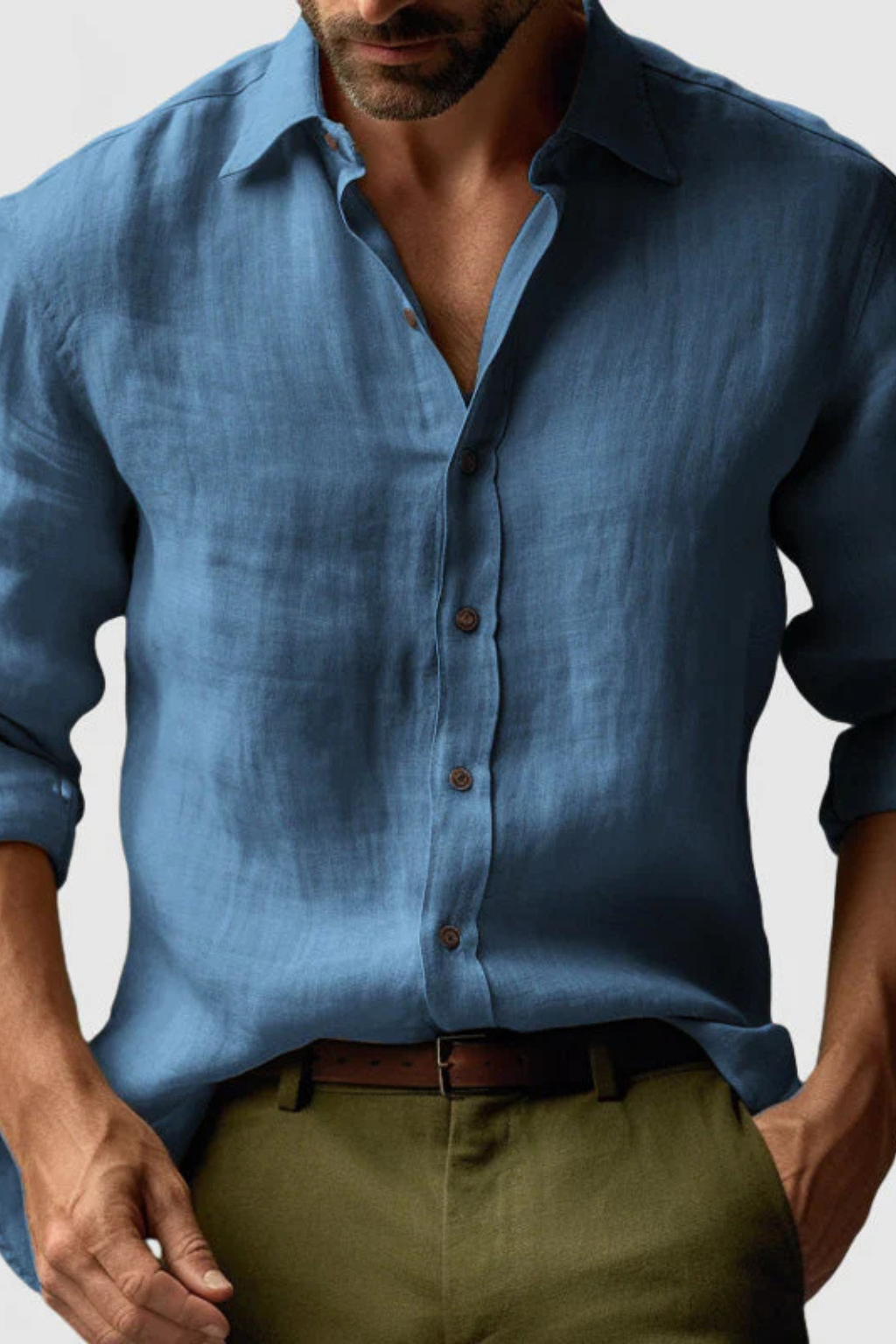 Jake - Men Linen Button Up Smart Casual Shirt