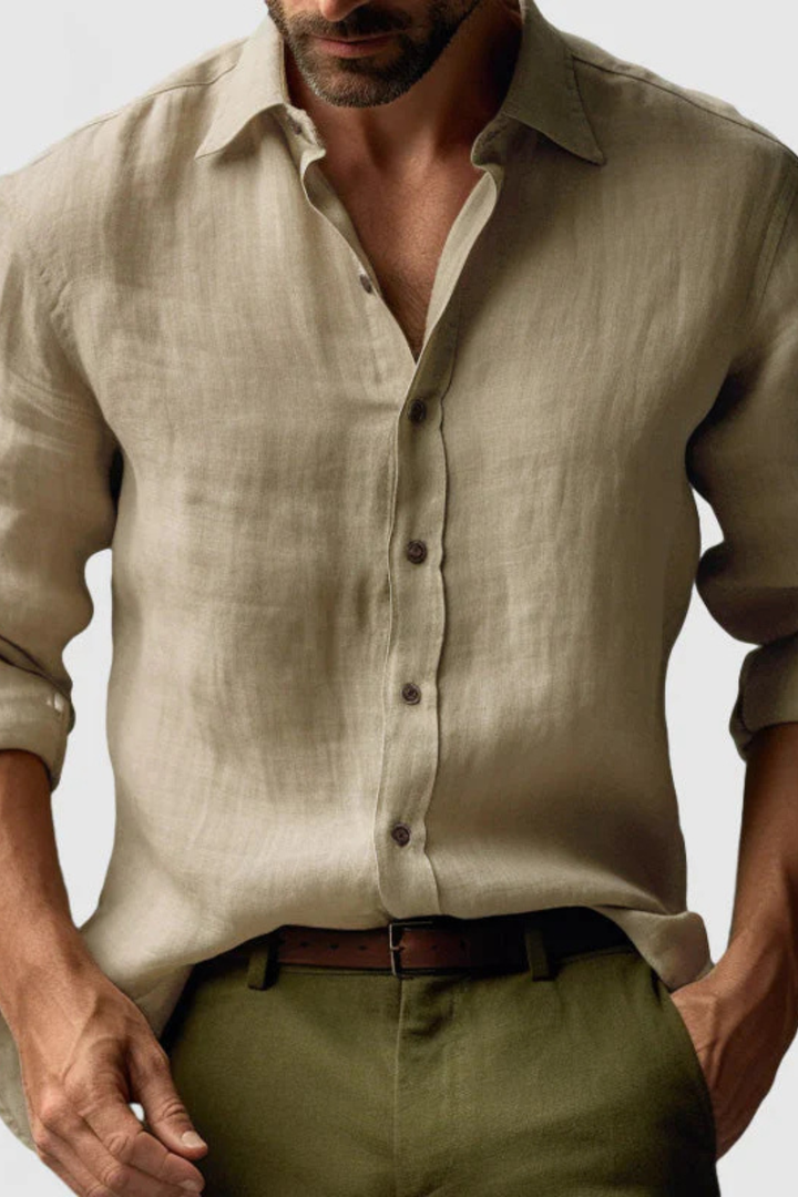 Jake - Men Linen Button Up Smart Casual Shirt
