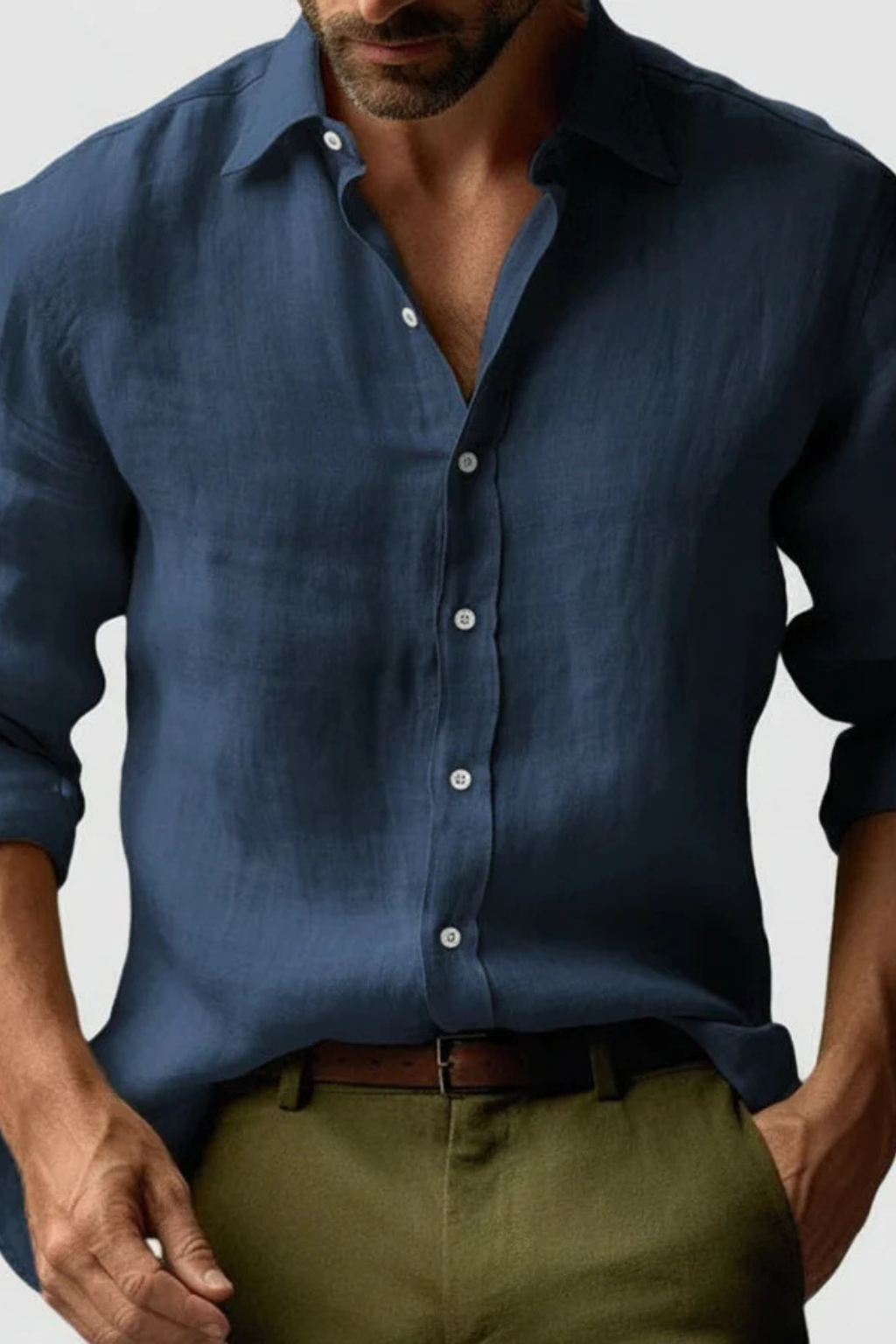Jake - Men Linen Button Up Smart Casual Shirt