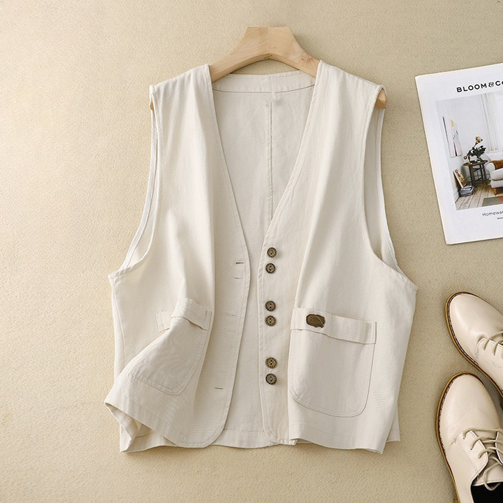 Clara - Women's Button Vest with Relaxed Fit