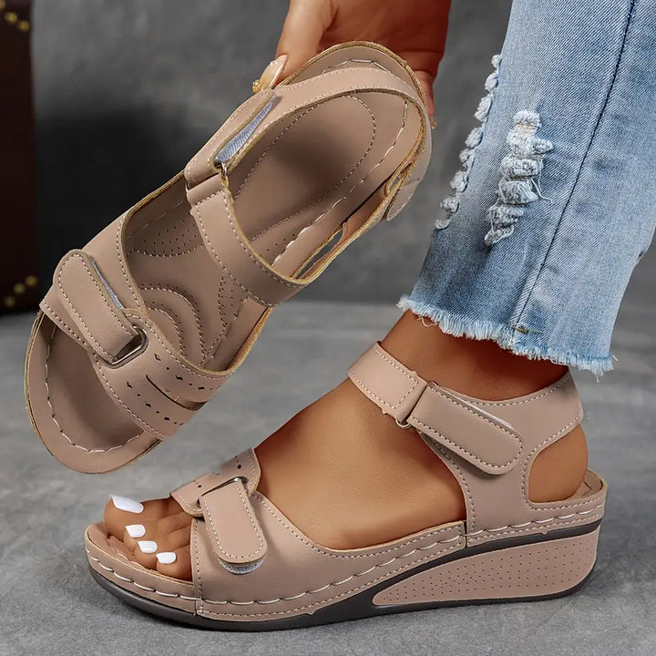 Petra - Women's Cushioned Double Velcro Strap Wedge Sandals