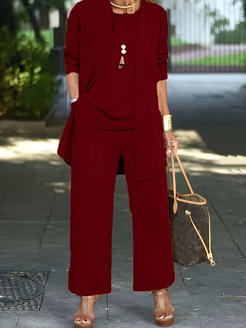 Conjunto de pantalón de tres piezas para mujer
