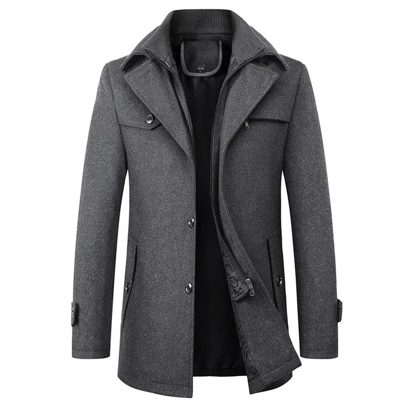 Michael - Elegante abrigo largo de invierno con botones para hombre